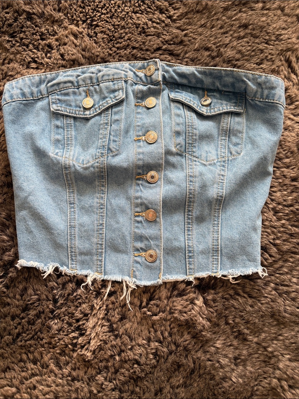 SHEIN Light Blue Strapless Denim Corset Top